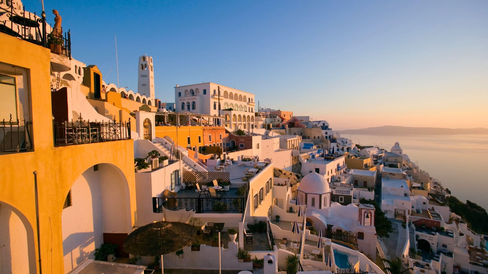Whitewashed Santorini cliffs above the Aegean Sea