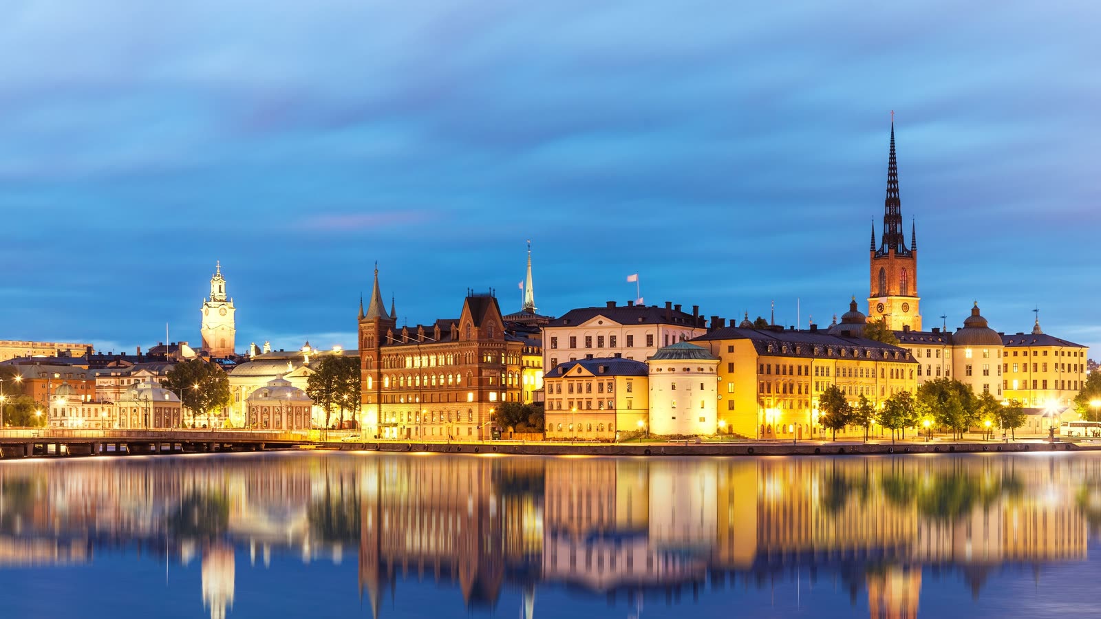 Stockholm waterfront at dusk